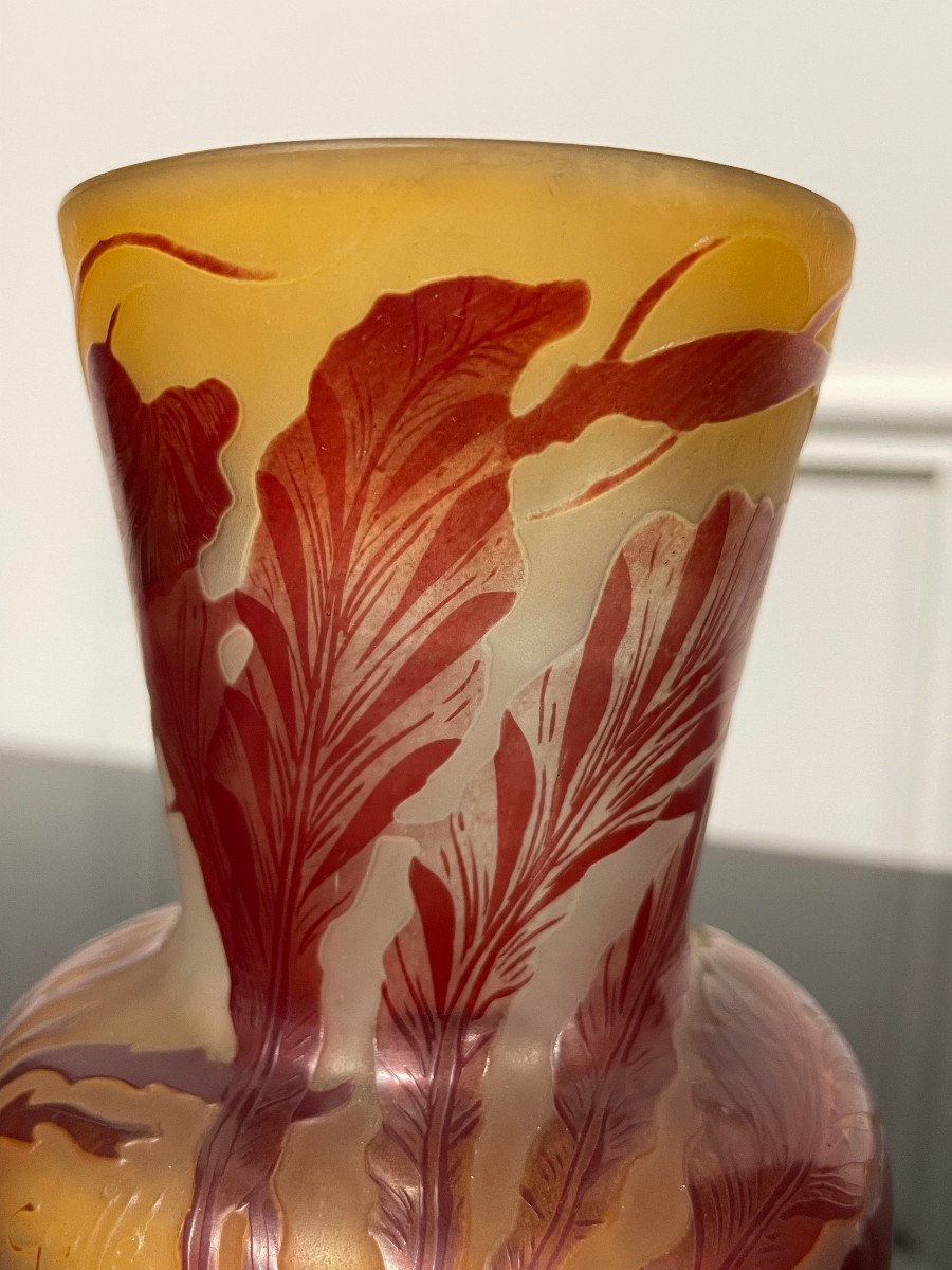 Gallé Establishment - Gallé Vase With Seaweed H: 14 Cm Art Nouveau Period-photo-1